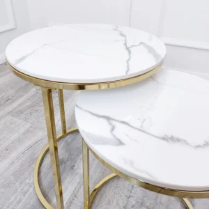 Marble Side Table Nest of 2 Gold - Image 6