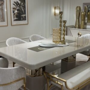 luxury cream and gold dining set. Como by luxura home and living