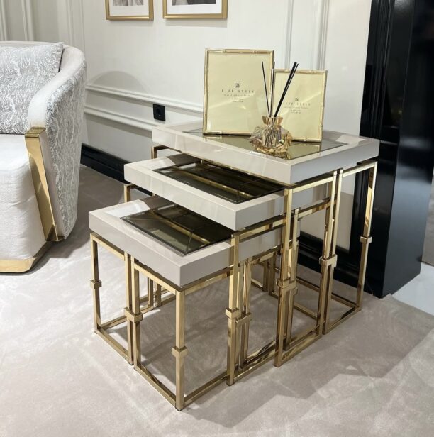 luxury nesting tables cream and gold