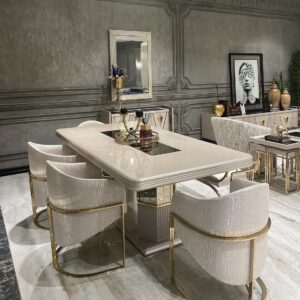 luxury cream and gold dining set. Como by luxura home and living