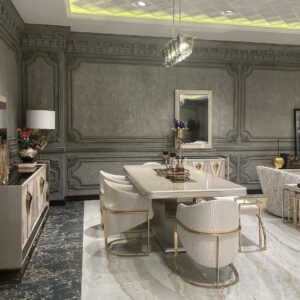 luxury cream and gold dining set. Como by luxura home and living