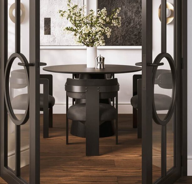 Elevate your dining area with the Vega Dining Chair, a stunning combination of modern sophistication and luxurious comfort. Featuring a sleek black wooden frame and a plush velvet seat and backrest.