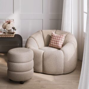 Mila Boucle Swivel Chair - Image 2