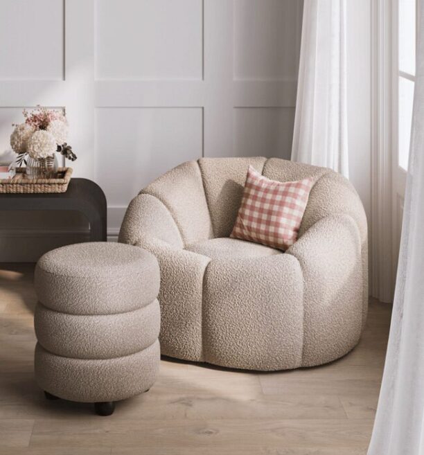 Mila Boucle Swivel Chair