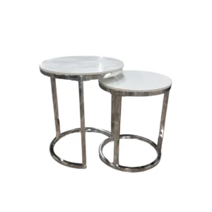 Marble Side Table Nest Chrome - Image 4