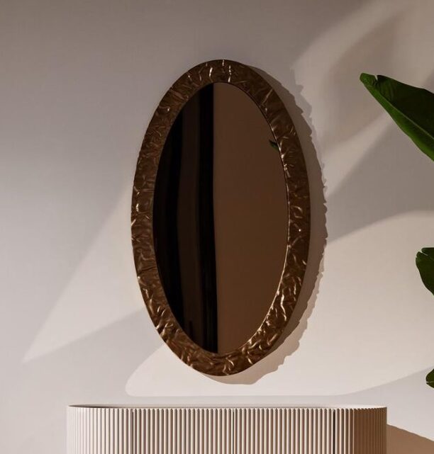 oval mirror bronze gold