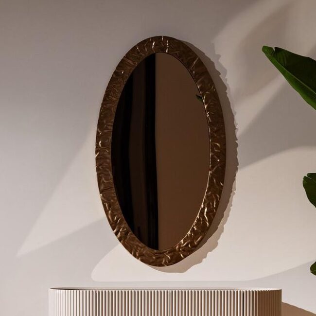 oval mirror bronze gold