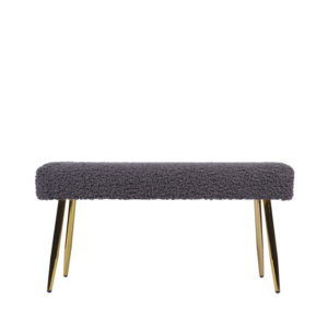 Grey Boucle Bench With Gold Legs - Image 5