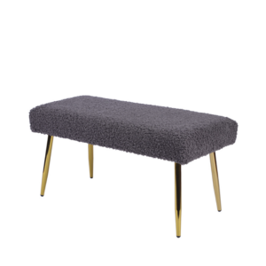 Grey Boucle Bench With Gold Legs - Image 4