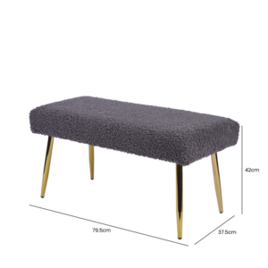 Grey Boucle Bench With Gold Legs - Image 7