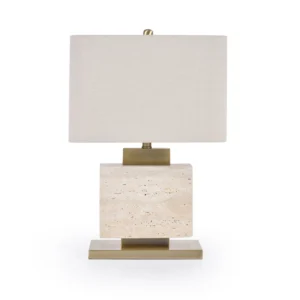 Enhance your space with the Solana Marble Table Lamp, featuring a cream marble base, gold accents, and a sleek rectangular shade. Designed for both style and function, it brings a warm, sophisticated glow to any room.