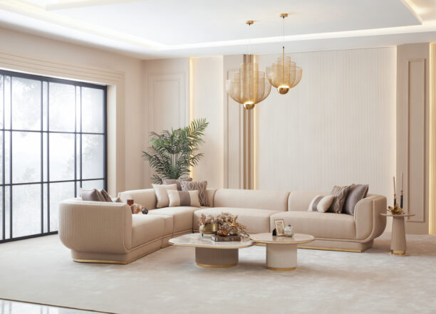 Stylish Cannes Corner Sofa in Neutral Beige – Comfortable, Space-Saving Sectional for Family Rooms