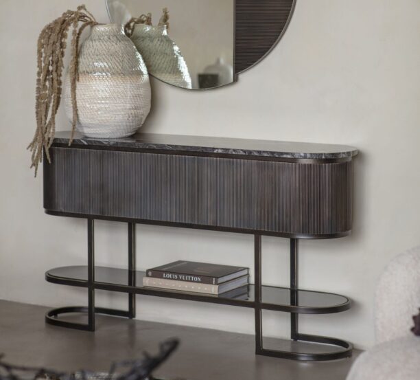 bronze console marble top