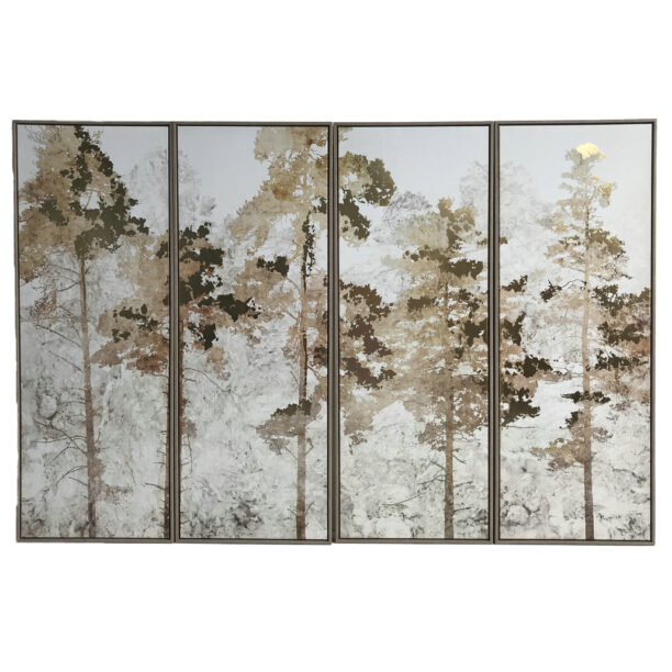 Bronze Foil Trees Framed Wall Art Set of 4