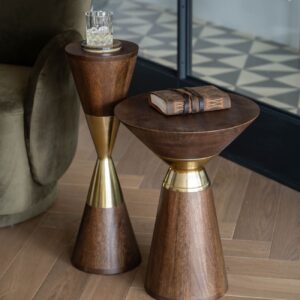 wooden gold side table