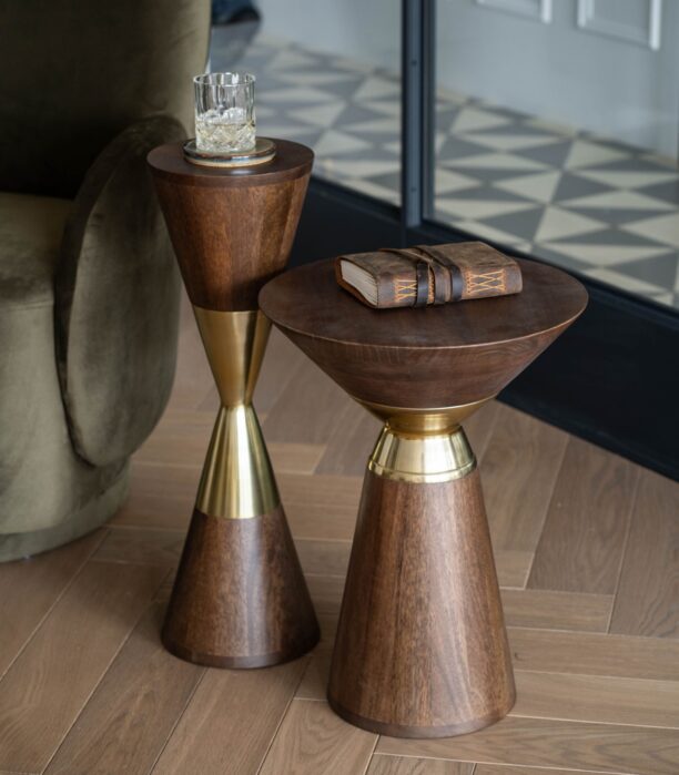 wooden gold side table