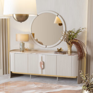 Elegant Tropez Sideboard in a luxury interior with marble top and gold accents.