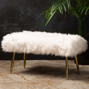 Cloud Fur Bench With Gold Legs - Image 4