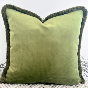 Forest Green Fringed Cushion - Image 5