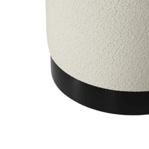 Ivory Boucle Footstool With Black Base - Image 3