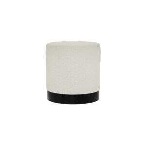 Ivory Boucle Footstool With Black Base - Image 2