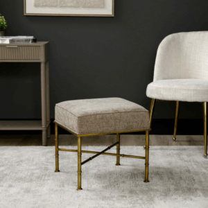 Isla Taupe Linen Ottoman - Image 7