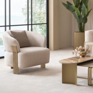 luxury cream and gold armchair