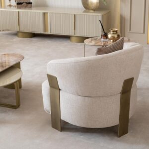 cream and brushed gold armchair